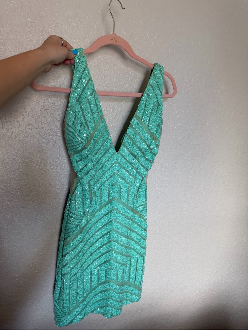 Jovani Sequin Mini Dress with Mesh Sides